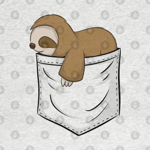 Cute Sleeping Kawaii Baby Sloth In Your Pocket by SkizzenMonster